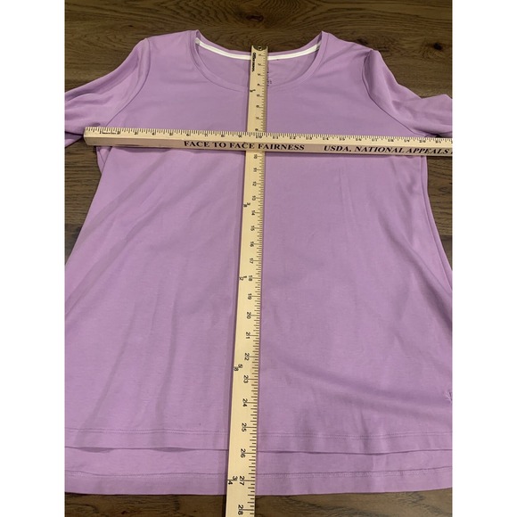 Isaac Mizrah Purple Essentials Cotton Crewneck Curved-Hem Top Minimalist - Picture 5 of 7